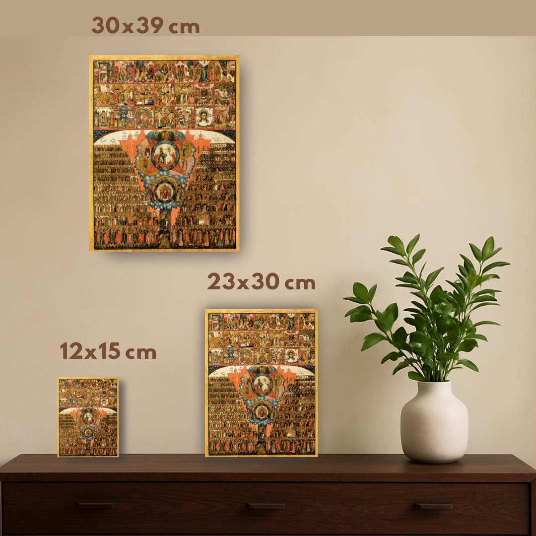 Synaxis of All Saints with Gospel Feasts Orthodox Wooden Icon