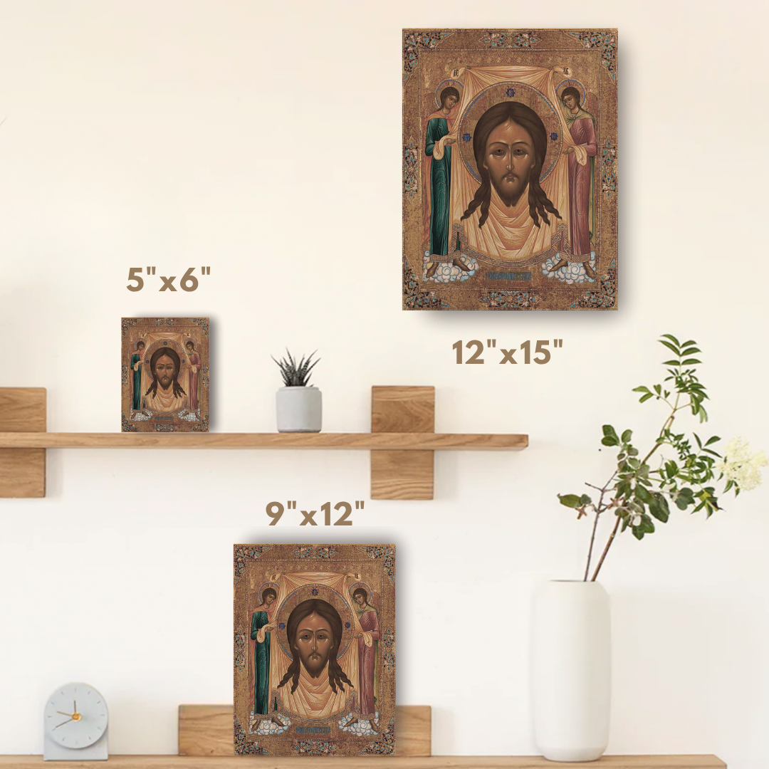 The Icon of Jesus Christ “Not Made by Hands” (Ubrus) with Two Angels