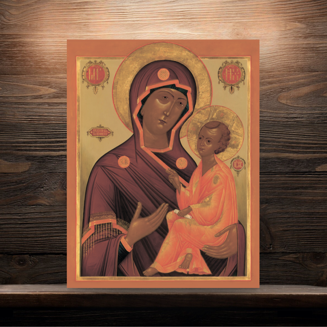 Orthodox religious art icon of Tikhvin Virgin, ideal for baptism, wedding, or holiday gift