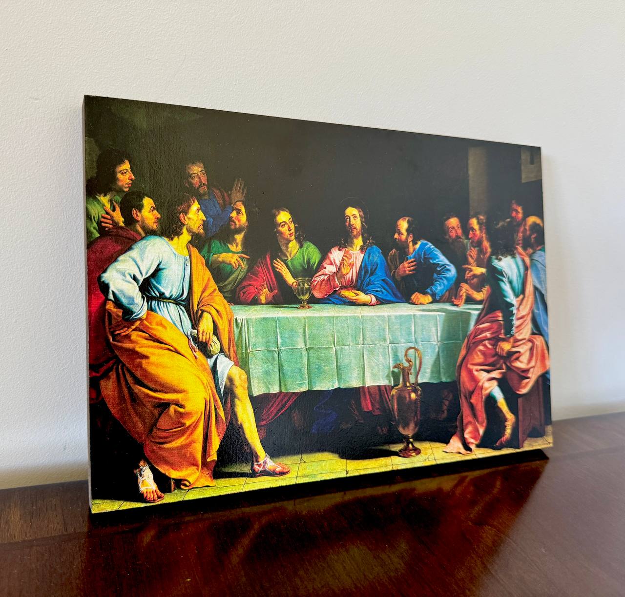The Last Supper, the Mystical Supper. Wooden orthodox icon