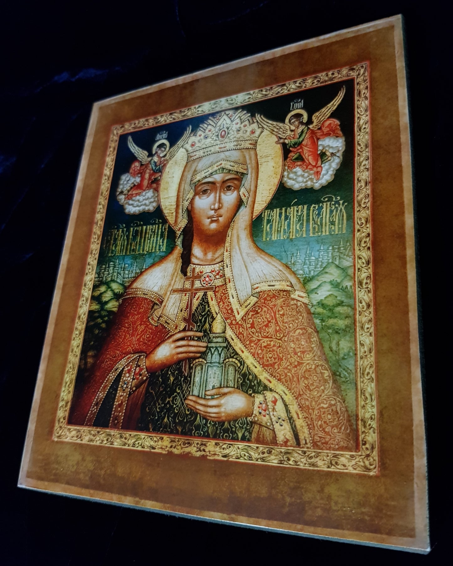 The Holy Blessed Queen Tamara the Great (Georgian). Wooden orthodox icon