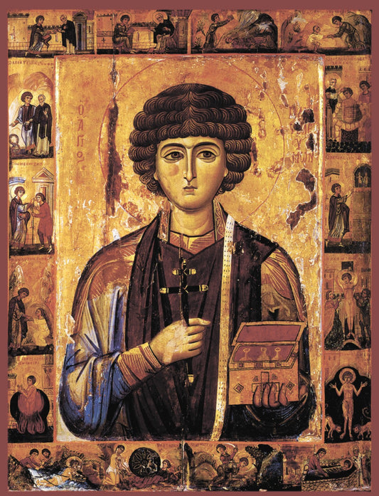 Icon of Saint Great Martyr Panteleimon the Healer with Scenes from His Life
