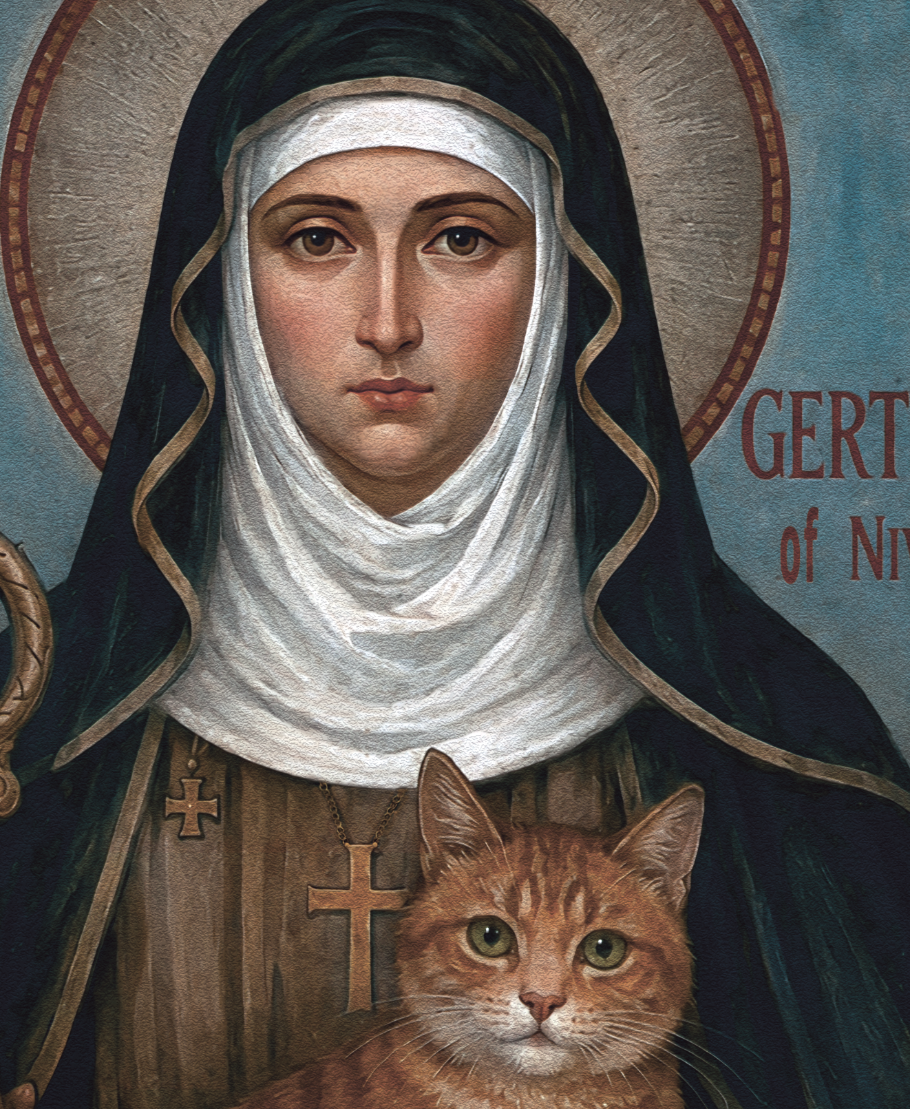 Saint Gertrude of Nivelles Icon — Patroness of Travelers & Protector Against Rodents | Orthodox & Catholic Saint