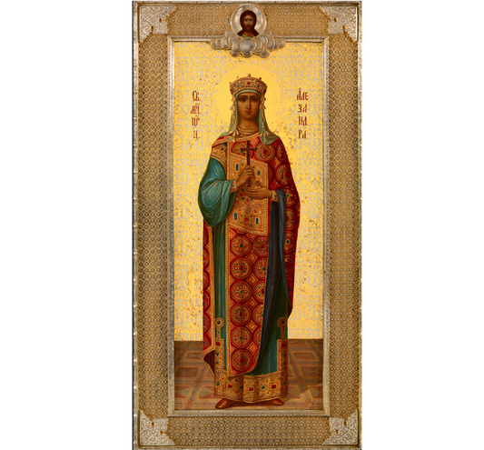 Martyr and saint Alexandra of Rome, wife of Dacian, a Roman Prefect. Wooden orthodox icon.