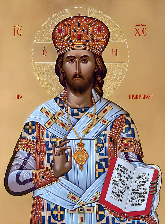 Wooden Icon of Jesus Christ the King of Kings (Great Bishop) religious wall art