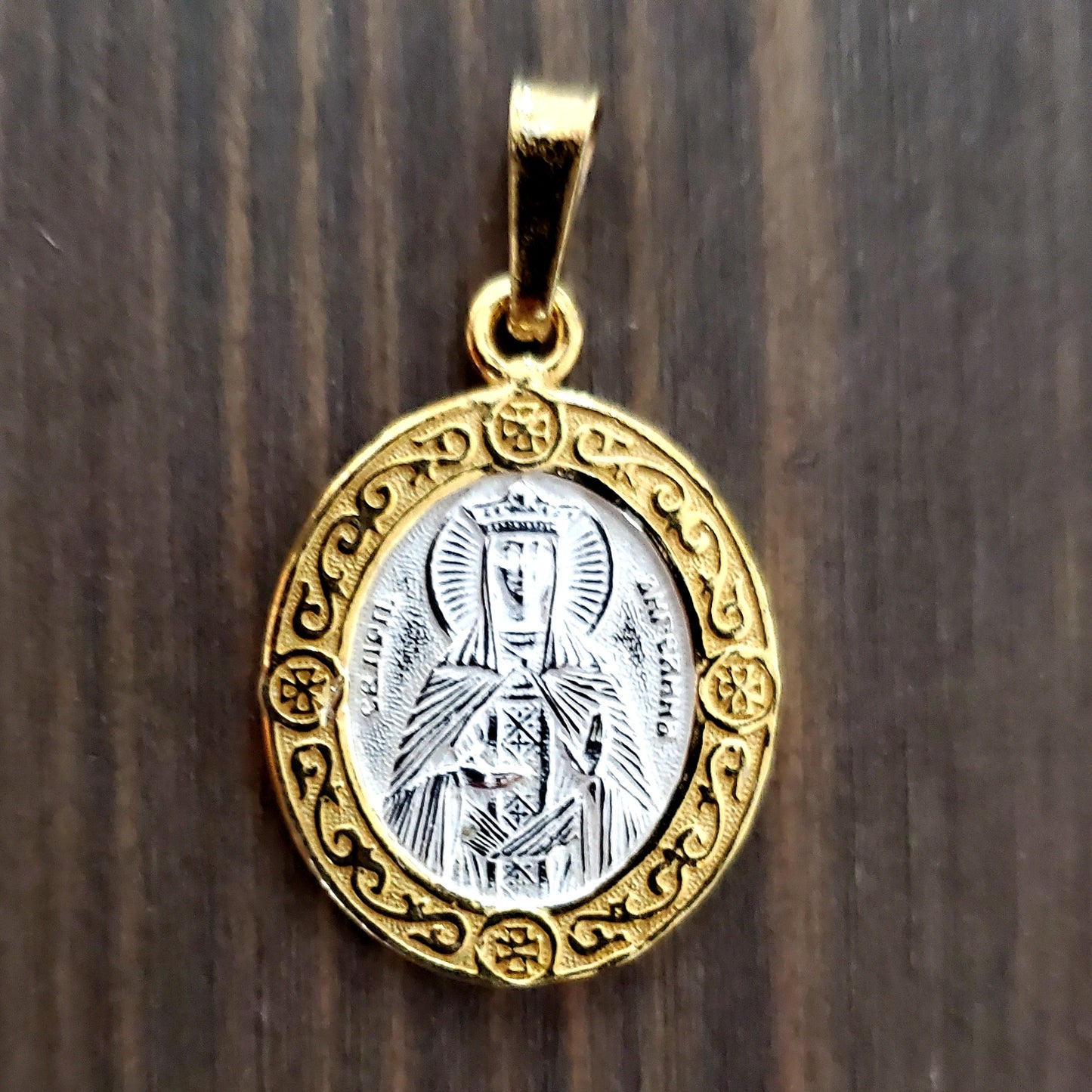 Holy Reverend Queen Angelina of Serbia Icon Necklace. Сhristian Сharm