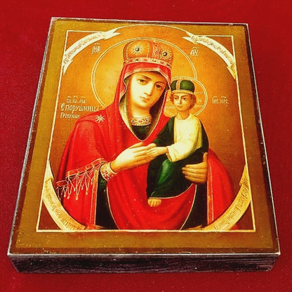 Wooden Icon of the Mother of God “the Surety of Sinners” (Helper of Sinners)