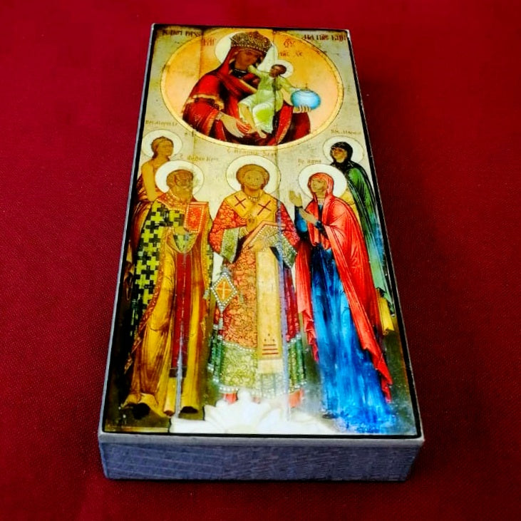 Wooden Icon of the Mother of God "The Key of Reason" with Saints