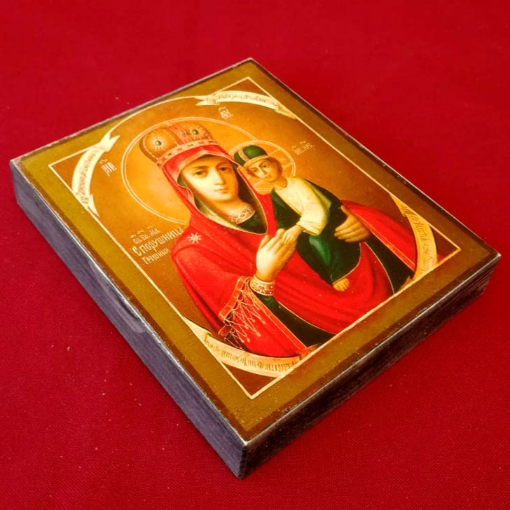 Wooden Icon of the Mother of God “the Surety of Sinners” (Helper of Sinners)