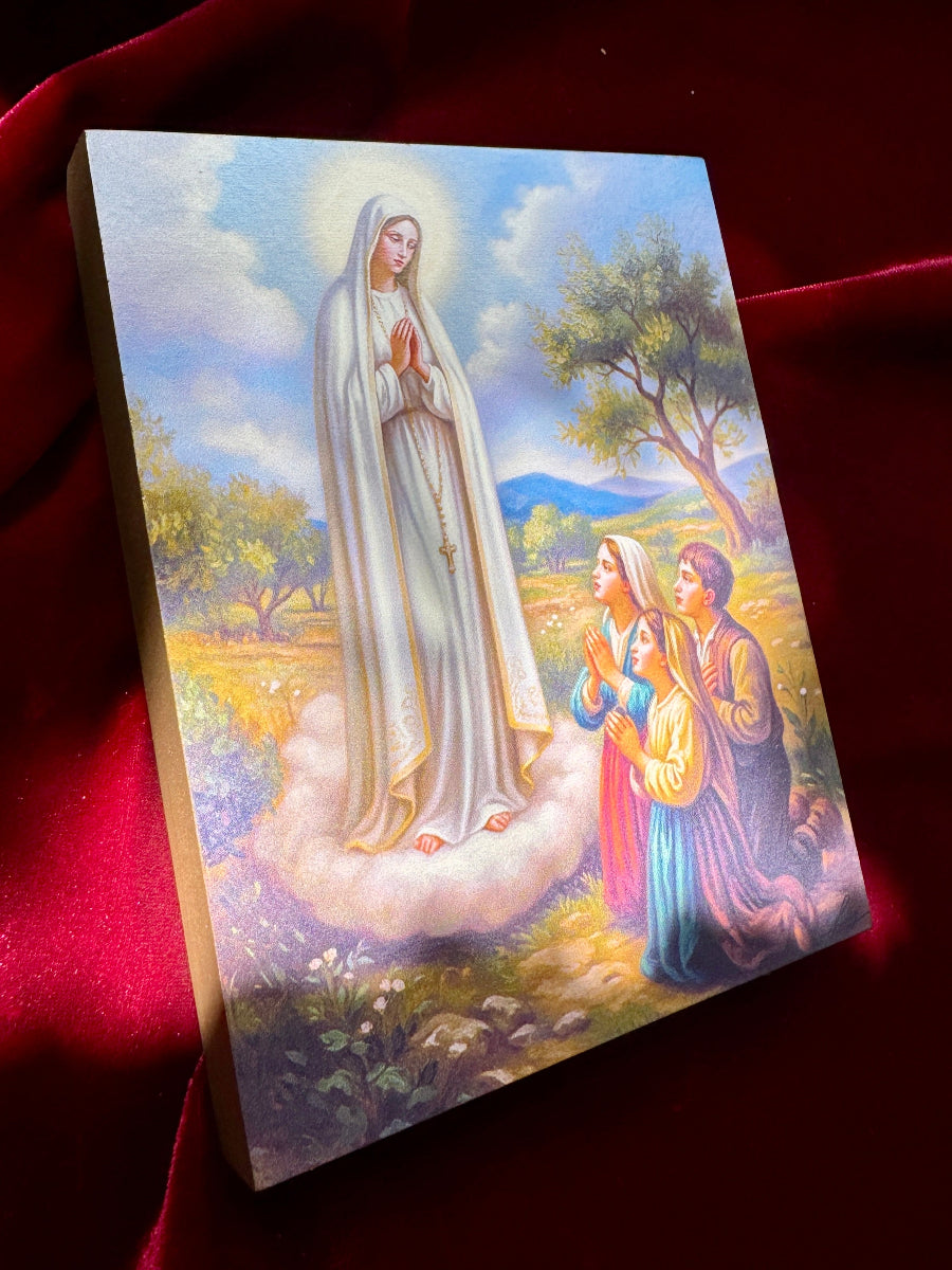 Our Lady of Fatima Icon – Apparition of the Virgin Mary in Fatima, Portugal, Catholic Marian Devotional Icon
