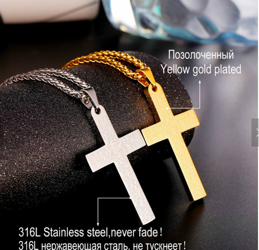 Stainless steel cross necklace with Prayer