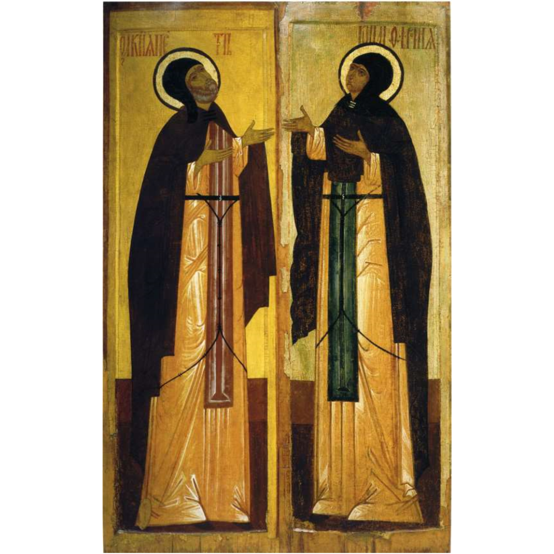 Saints Prince Peter and Princess Fevronia of Murom. Wooden orthodox icon