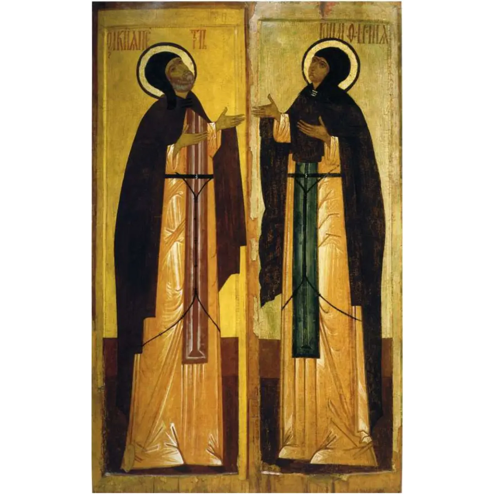 Saints Prince Peter and Princess Fevronia of Murom. Wooden orthodox ...