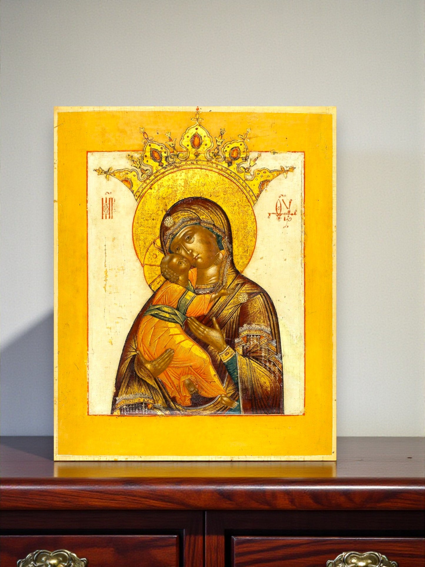 Vladimir icon with Christ Child cheek to cheek