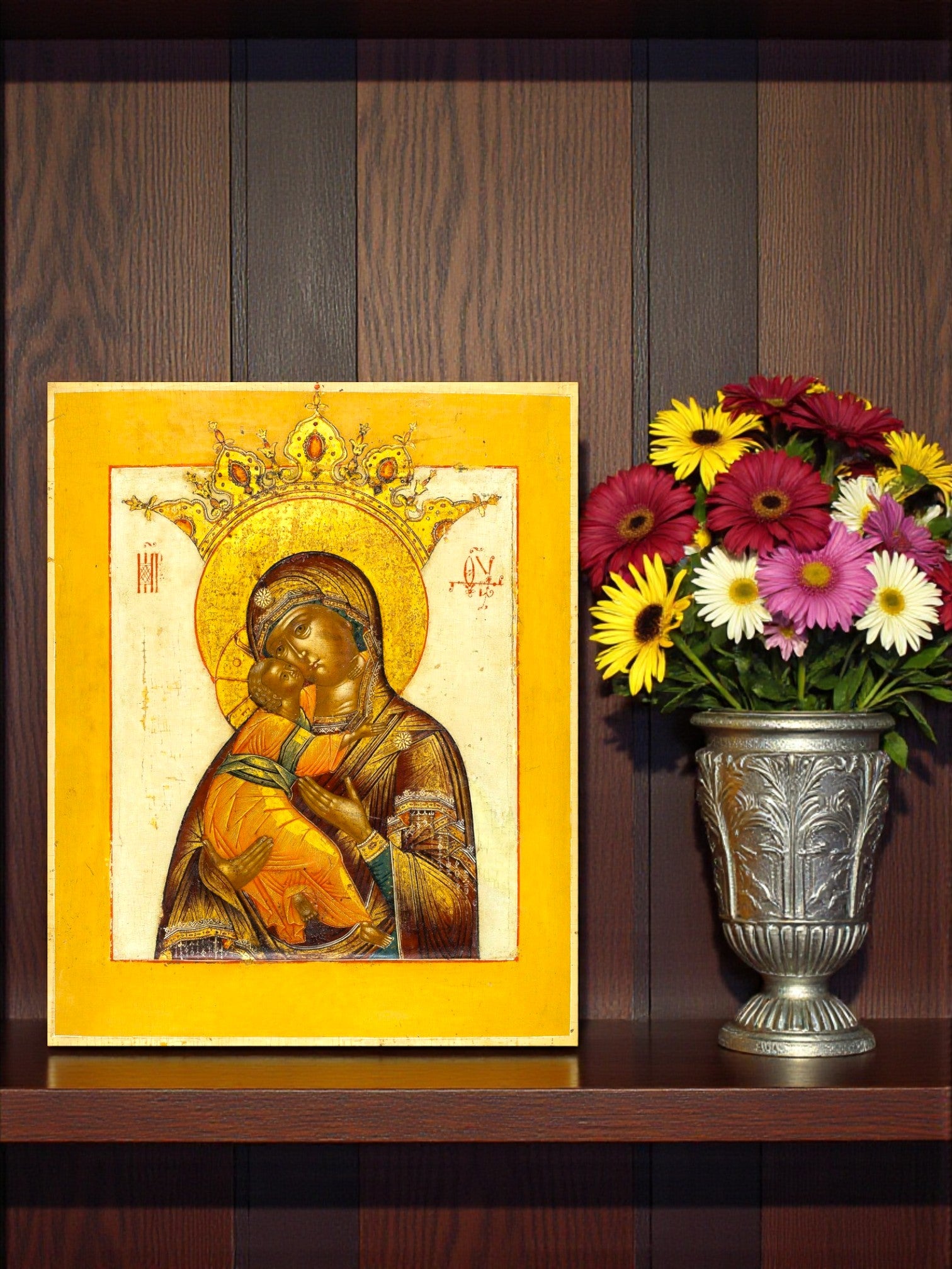 Crowned Vladimir Virgin Mary icon