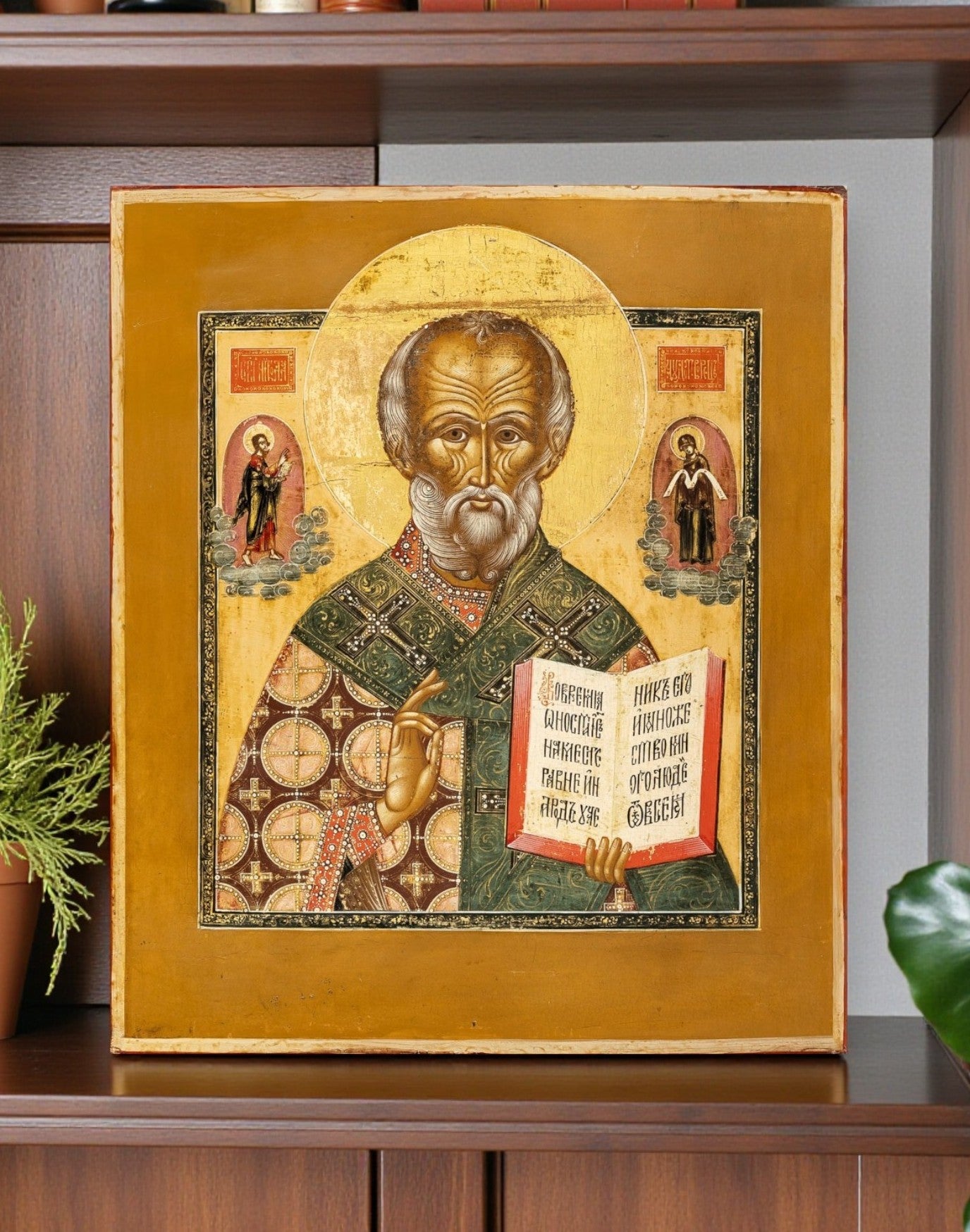 Handcrafted wooden Saint Nicholas icon