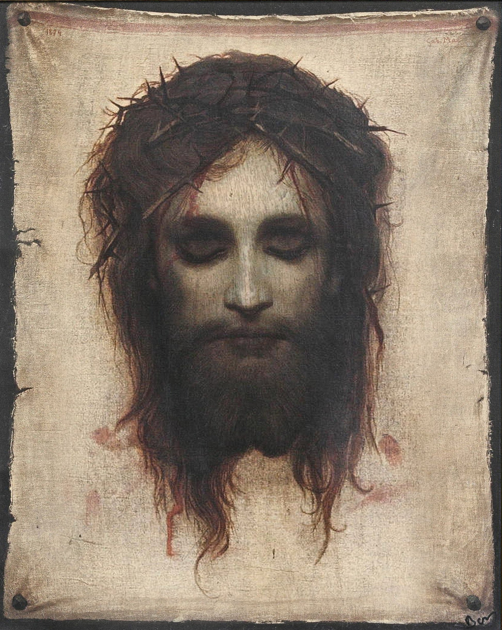 The Icon of Jesus Christ "Not Made by Hands". The Veil of Veronica. Gabriel von Max. Wooden orthodox icon