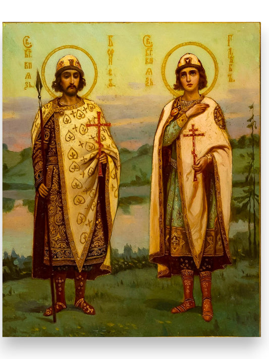 Orthodox icon of Saints Boris and Gleb passion-bearer princes