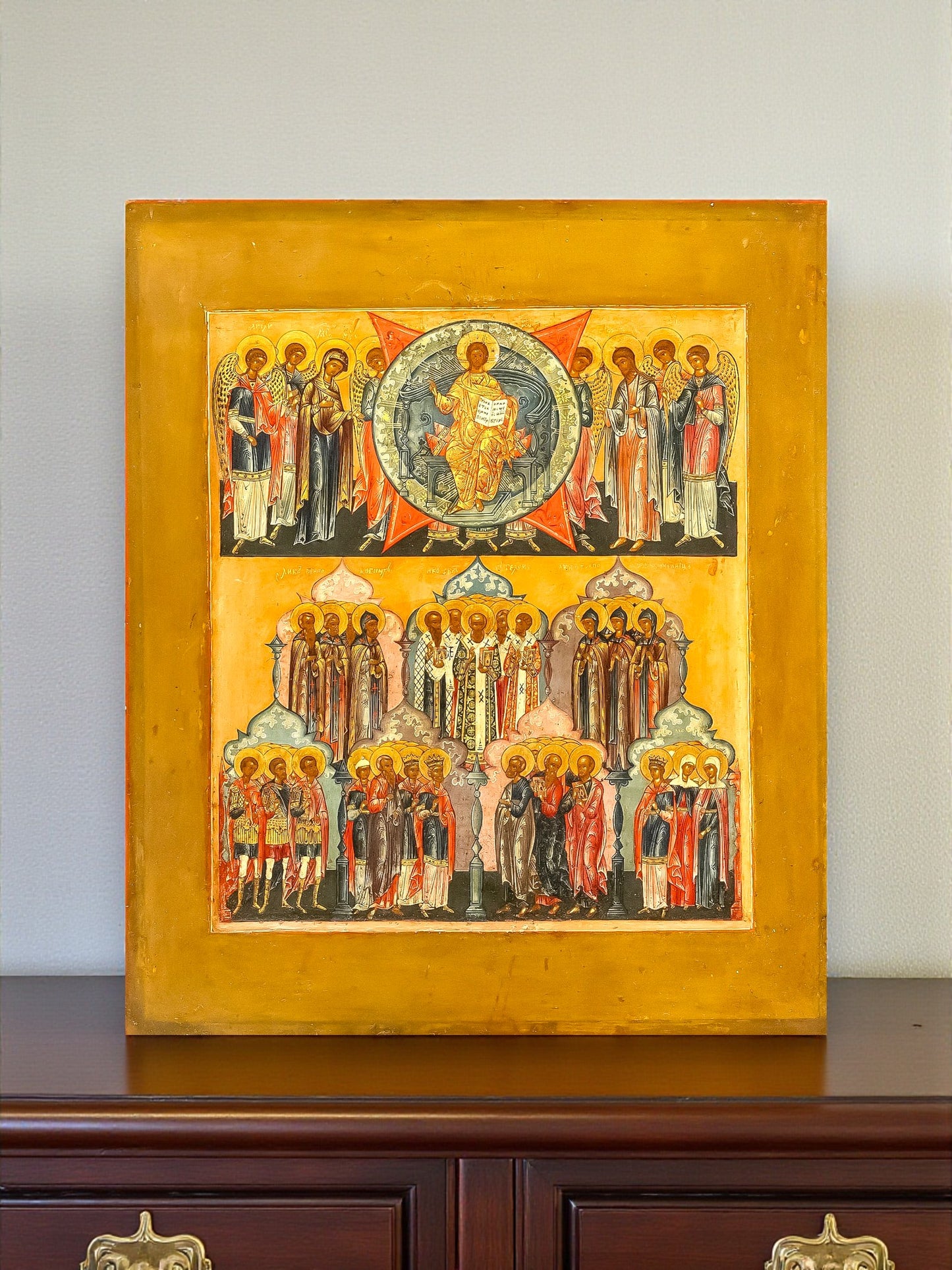 Deesis composition with Christ and All Saints icon