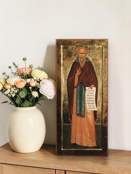 Saint Venerable Paisius the Great. Wooden orthodox icon.
