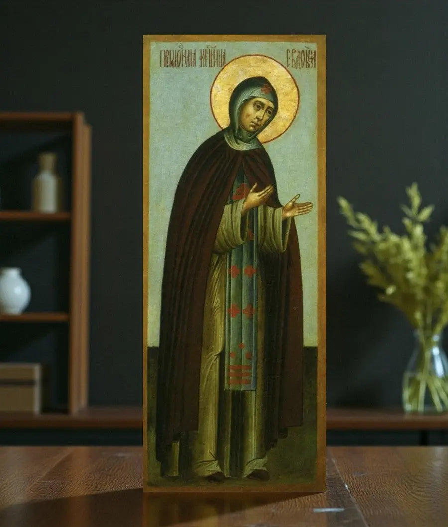 Saint Venerable Martyr Eudokia of Heliopolis. Wooden orthodox icon. icons