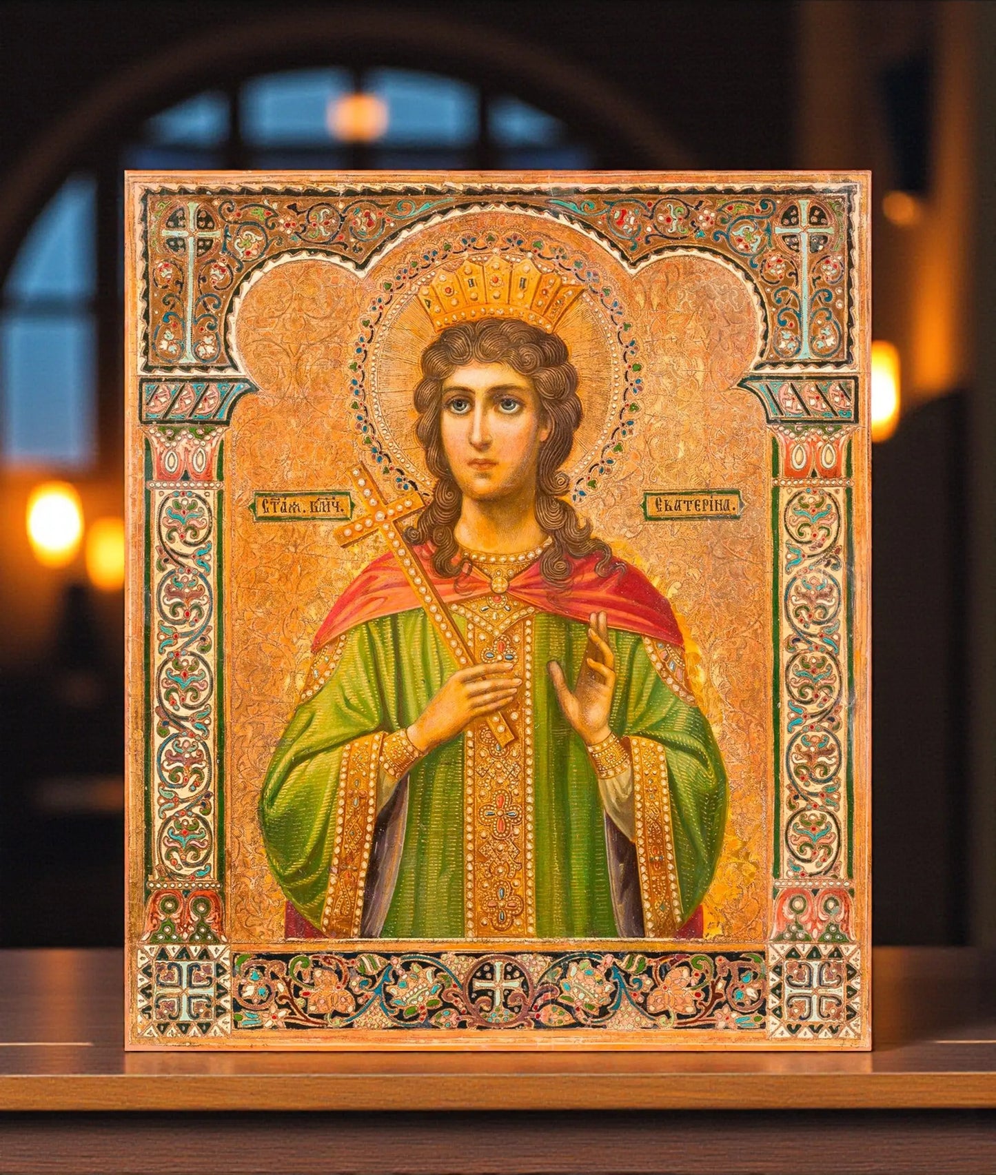 Saint Great Martyr Catherine of Alexandria. Wooden orthodox icon. icons