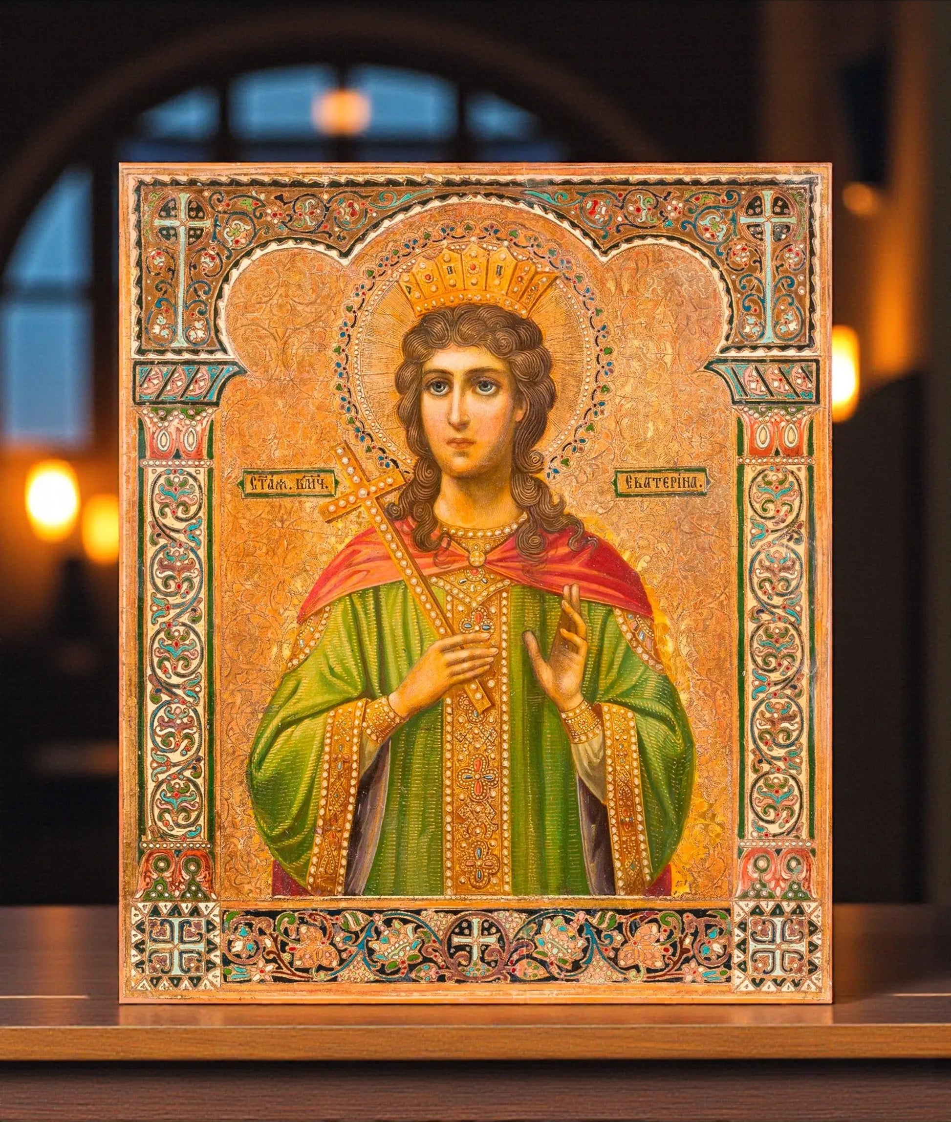 Saint Great Martyr Catherine of Alexandria. Wooden orthodox icon. icons