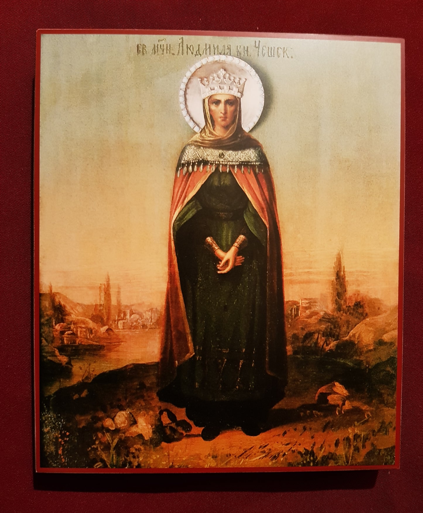 Wooden Icon of the Holy Martyr Princess Lyudmila of Czechia