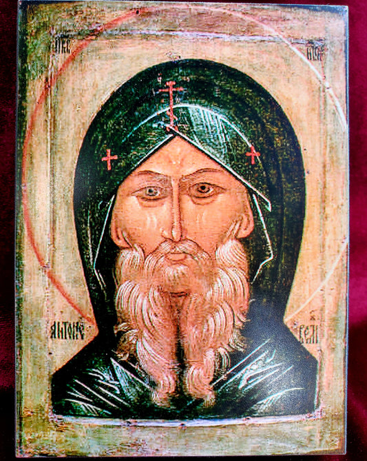 Saint Anthony the Great, Egyptian. Wooden orthodox icon