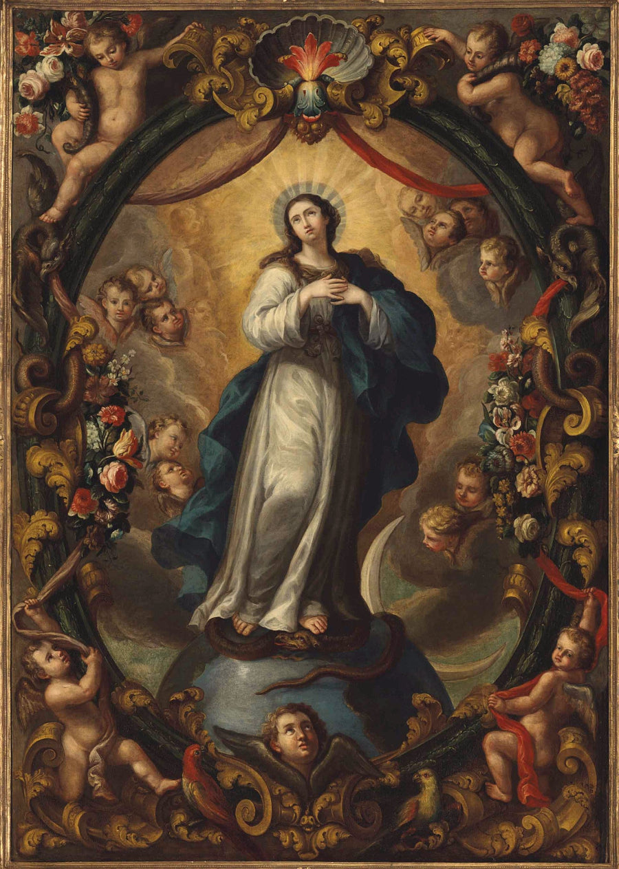 Icon Virgin Immaculate Conception | 18th C Mexican Colonial Style | Marian Religious Wall Art