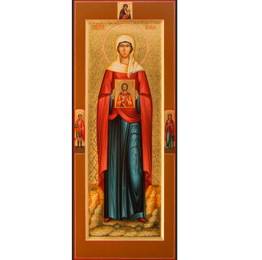 Wooden Icon of the holy righteous Aglaida (Aglaia) of Rome with the icon of St. Boniface
