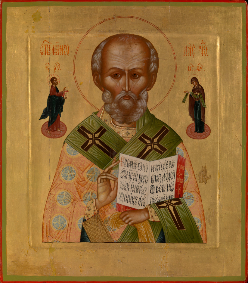 Saint Nicholas the Wonderworker, Bishop of Myra in Lycia. Wooden orthodox icon.