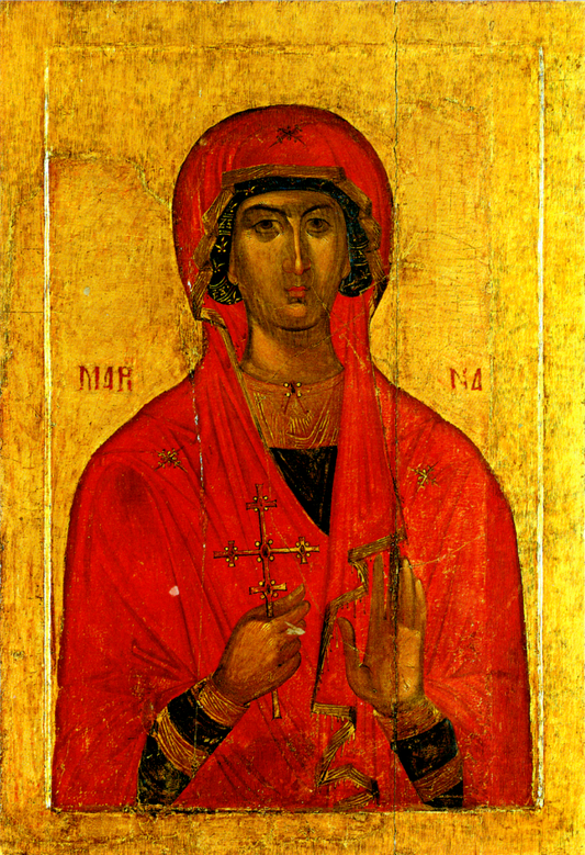 Holy Great Martyr Marina (Margaret) of Antioch. Wooden orthodox icon.