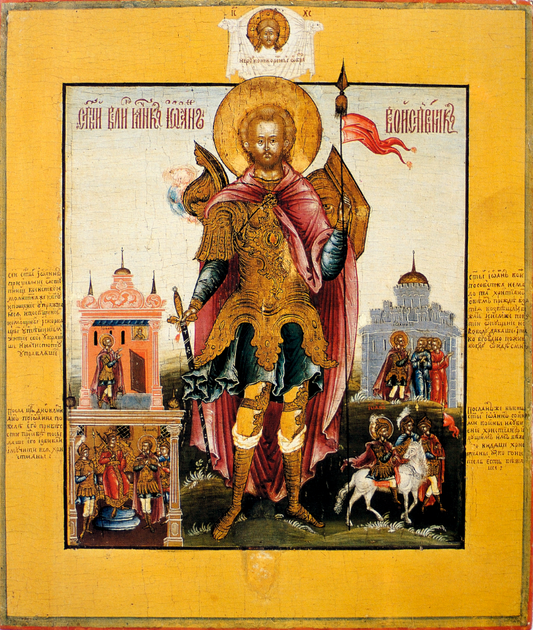 Saint Great Martyr John the Warrior. Wooden orthodox icon.