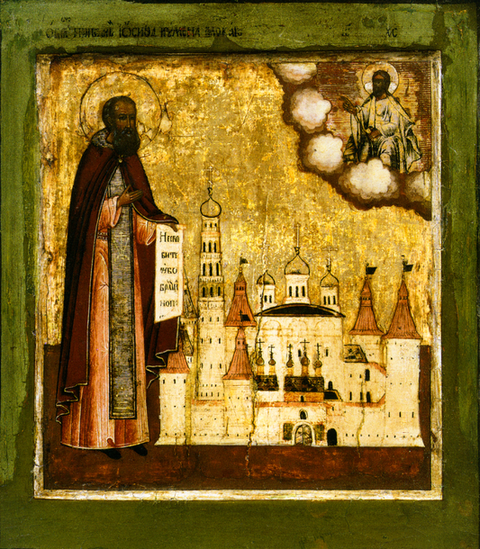 Venerable Abbot Joseph of Volotsk (Volokolamsk). Wooden orthodox icon.