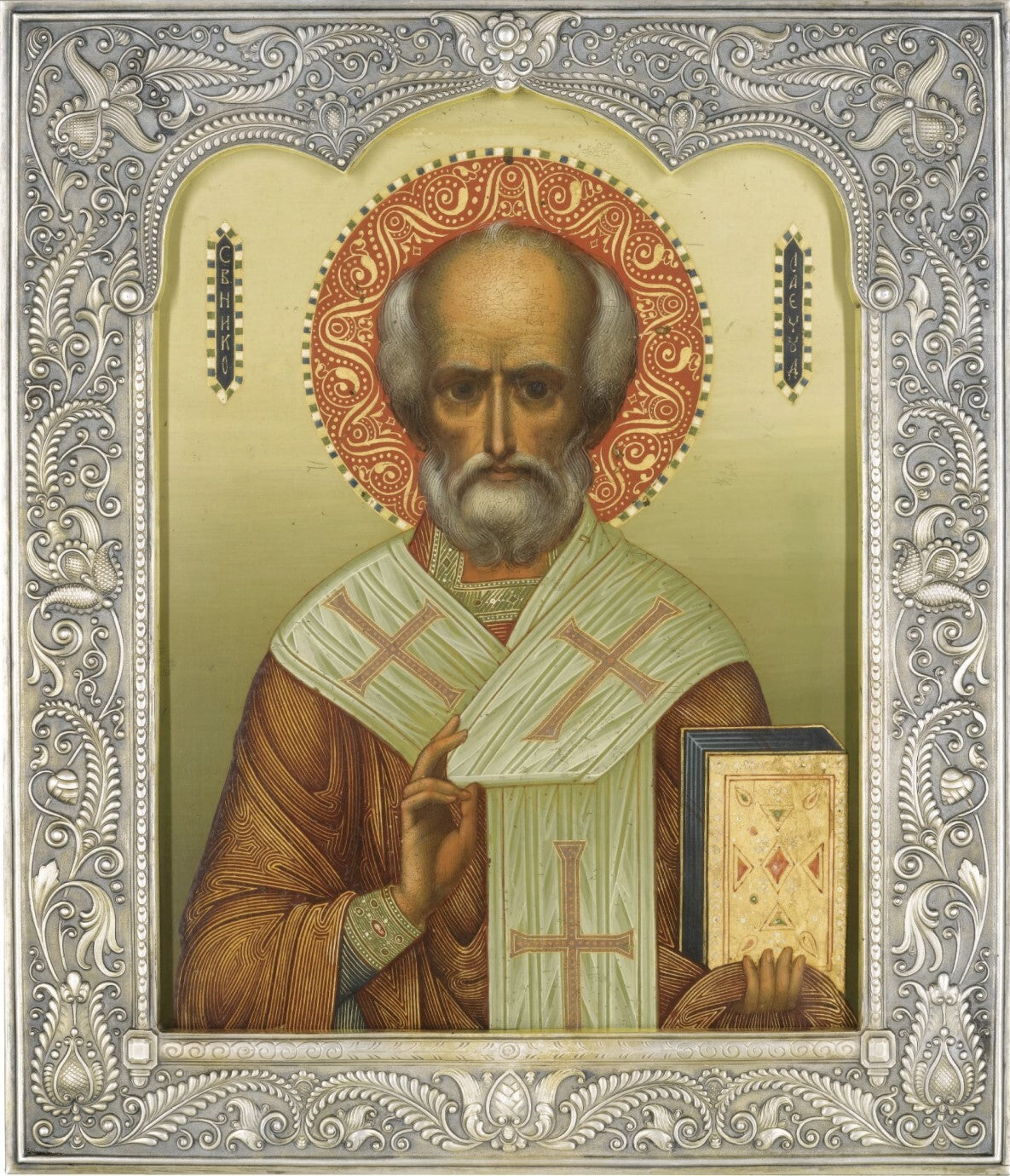 Saint Nicholas the Wonderworker, Bishop of Myra in Lycia. Wooden orthodox icon.