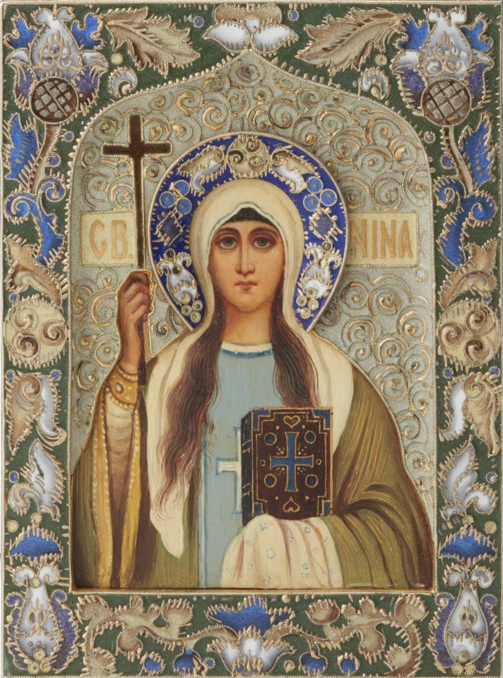 Saint Nina, Equal-to-the-Apostles and Enlightener of Georgia. Wooden orthodox icon.