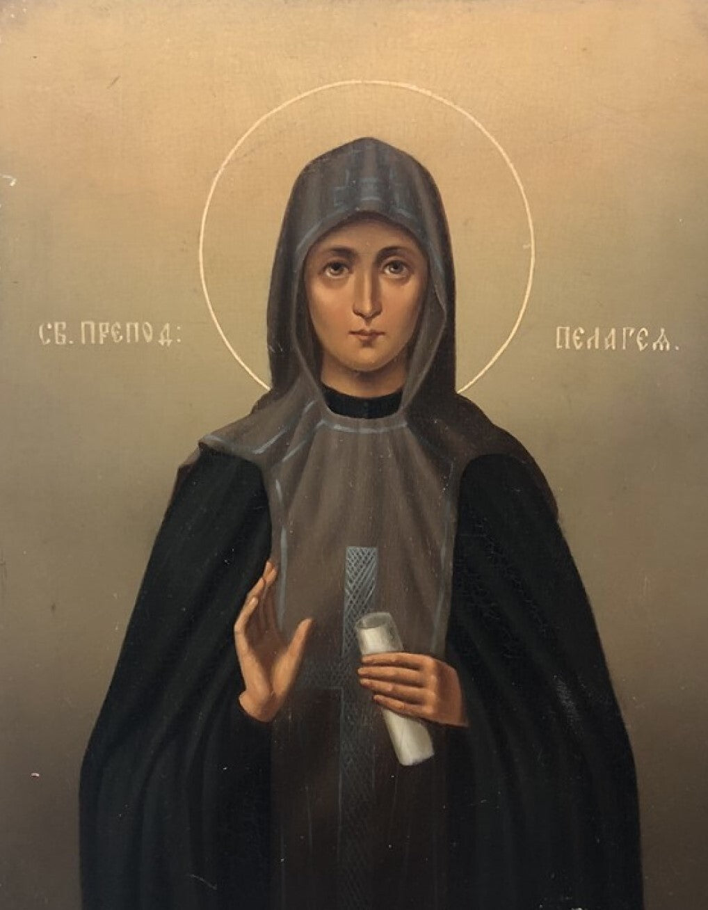 Saint Venerable Pelagia of Antioch. Wooden orthodox icon.