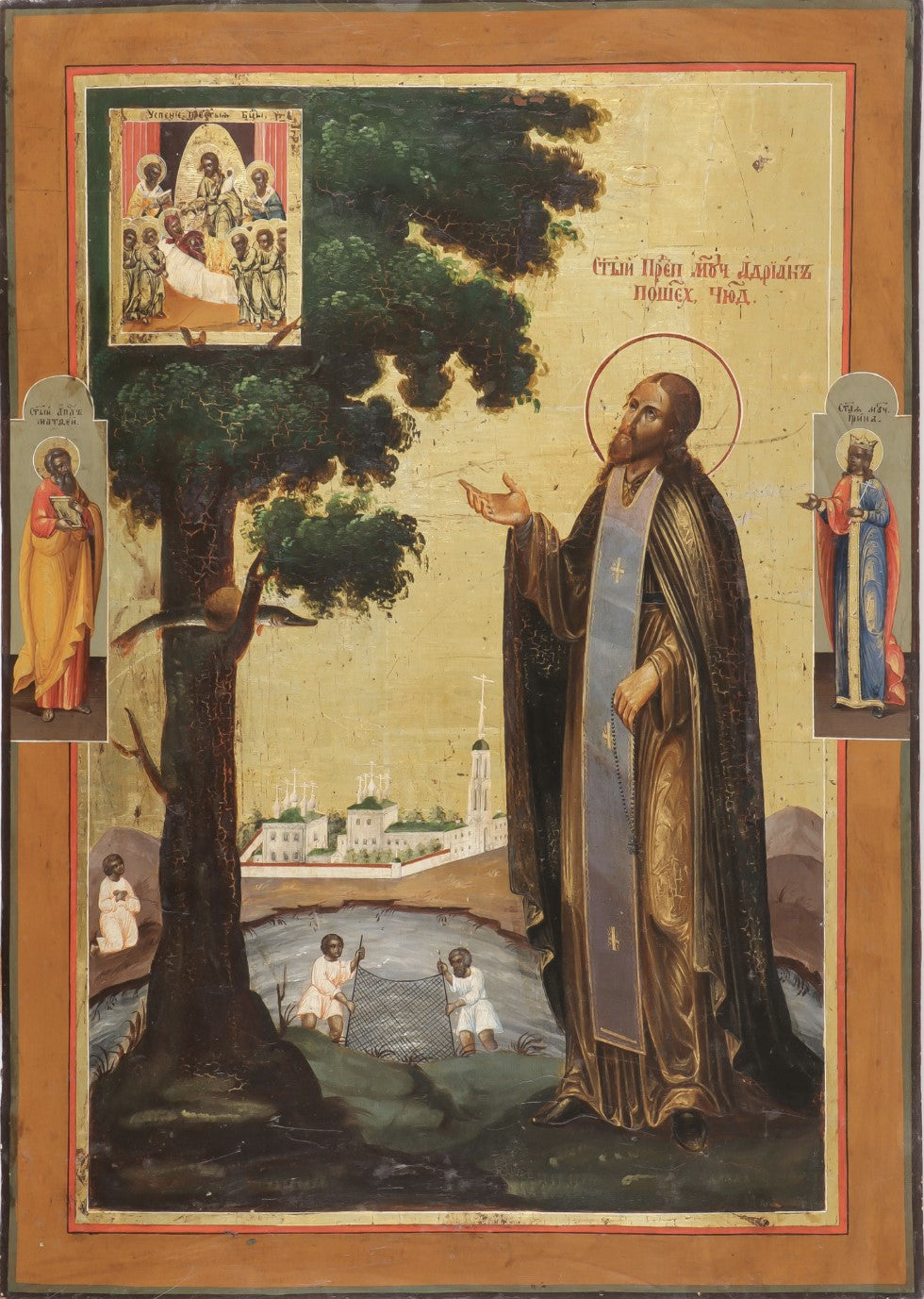 Saint Adrian of Poshekhonye. Wooden orthodox icon
