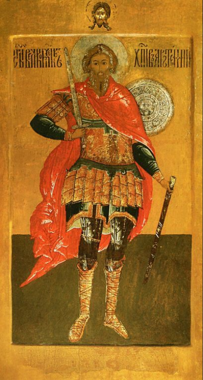 Saint Great Martyr Artemius of Antioch, Artemius the Megalomartyr or the Military Commander. Wooden orthodox icon.