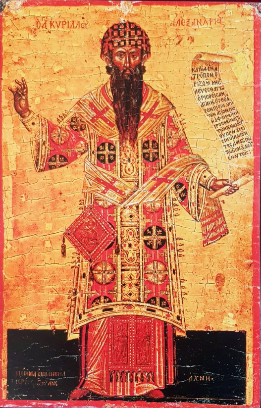 Saint Cyril, Archbishop of Alexandria. Wooden orthodox icon.