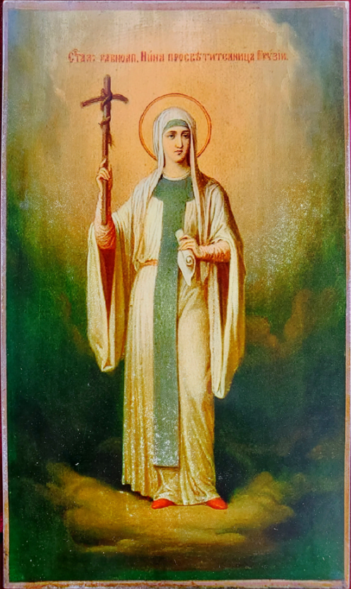 Saint Nina, Equal-to-the-Apostles and Enlightener of Georgia. Wooden orthodox icon.