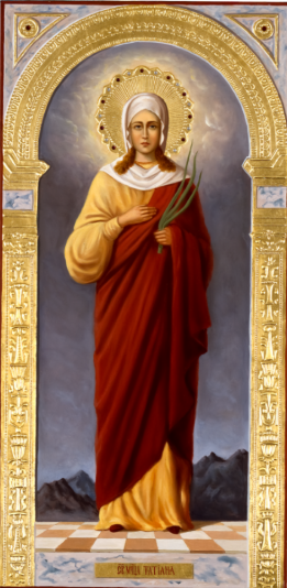Holy Martyr Tatiana (Tatyana) of Rome. Wooden orthodox icon.