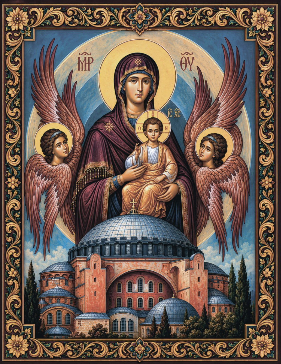 "Our Lady over Hagia Sophia" — Icon of the Mother of God Enthroned above the Great Church of Constantinople