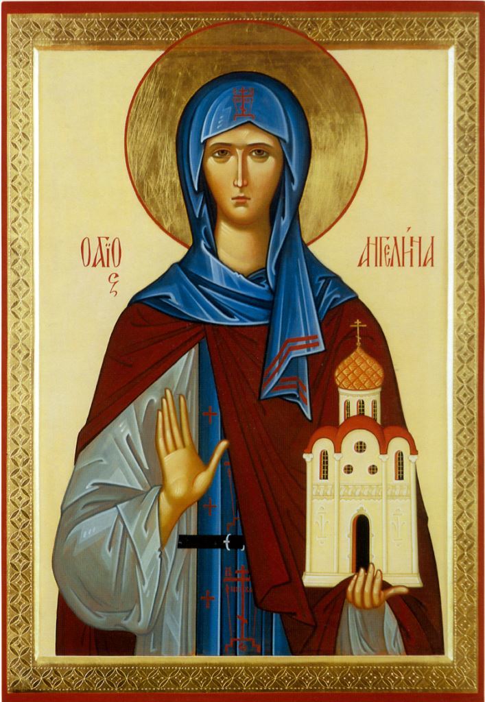 The Reverend Queen Angelina Branković or Angelina of Serbia. Wooden orthodox icon.