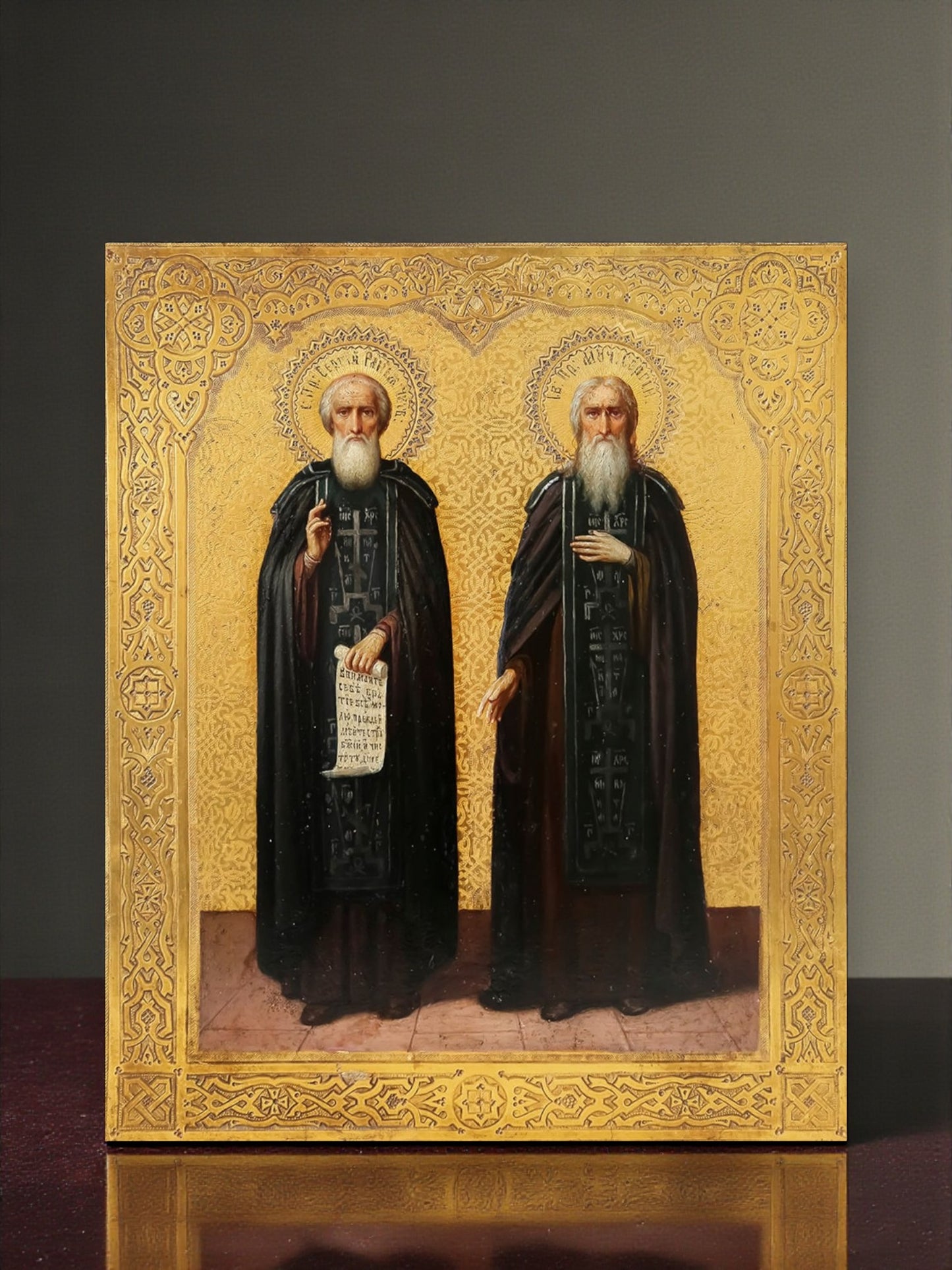 Icon of Two Saints Sergius in the Great Schema – Rare Orthodox Icon