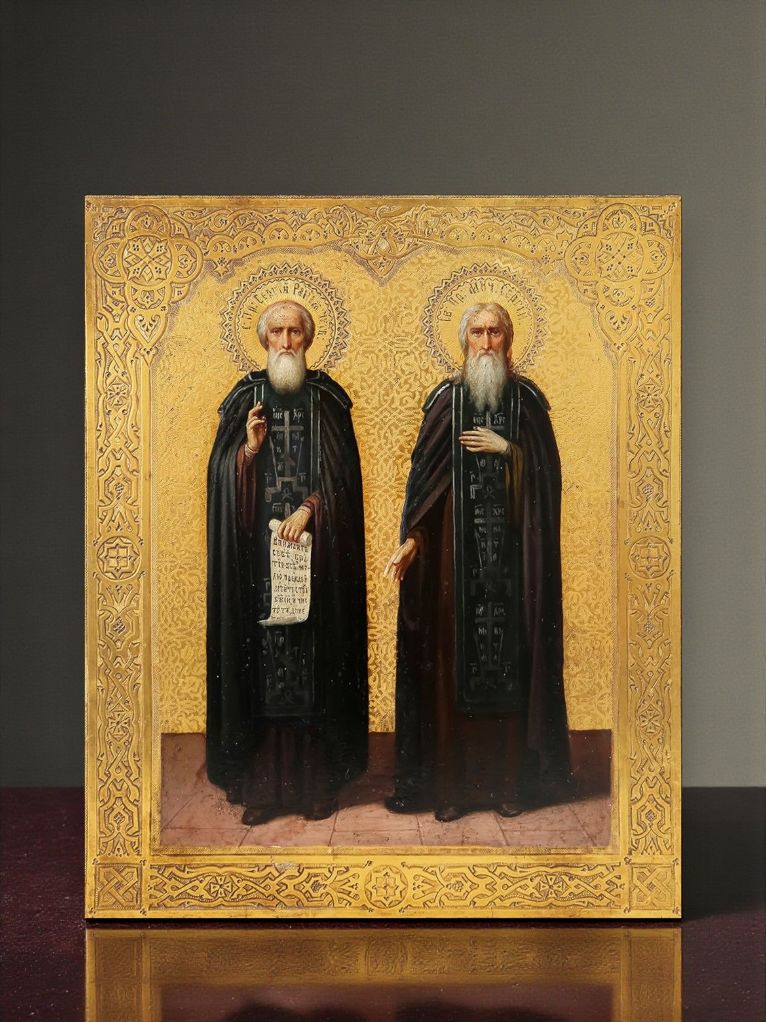 Icon of Two Saints Sergius in the Great Schema – Rare Orthodox Icon