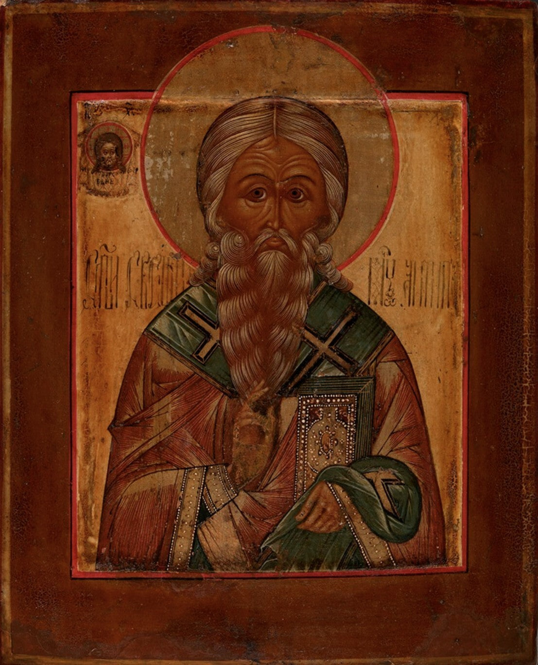 Saint Hieromartyr Antipas of Pergamum. Wooden orthodox icon.