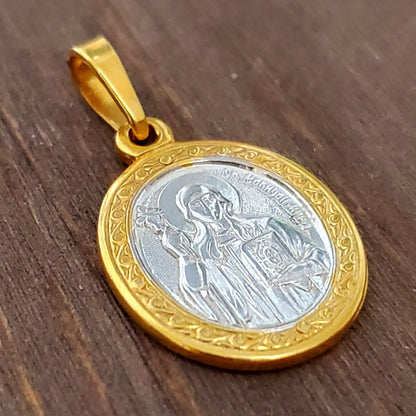 Holy Equal-to-the-Apostles Nina of Georgia Icon Necklace pendant. Сhristian Сharm