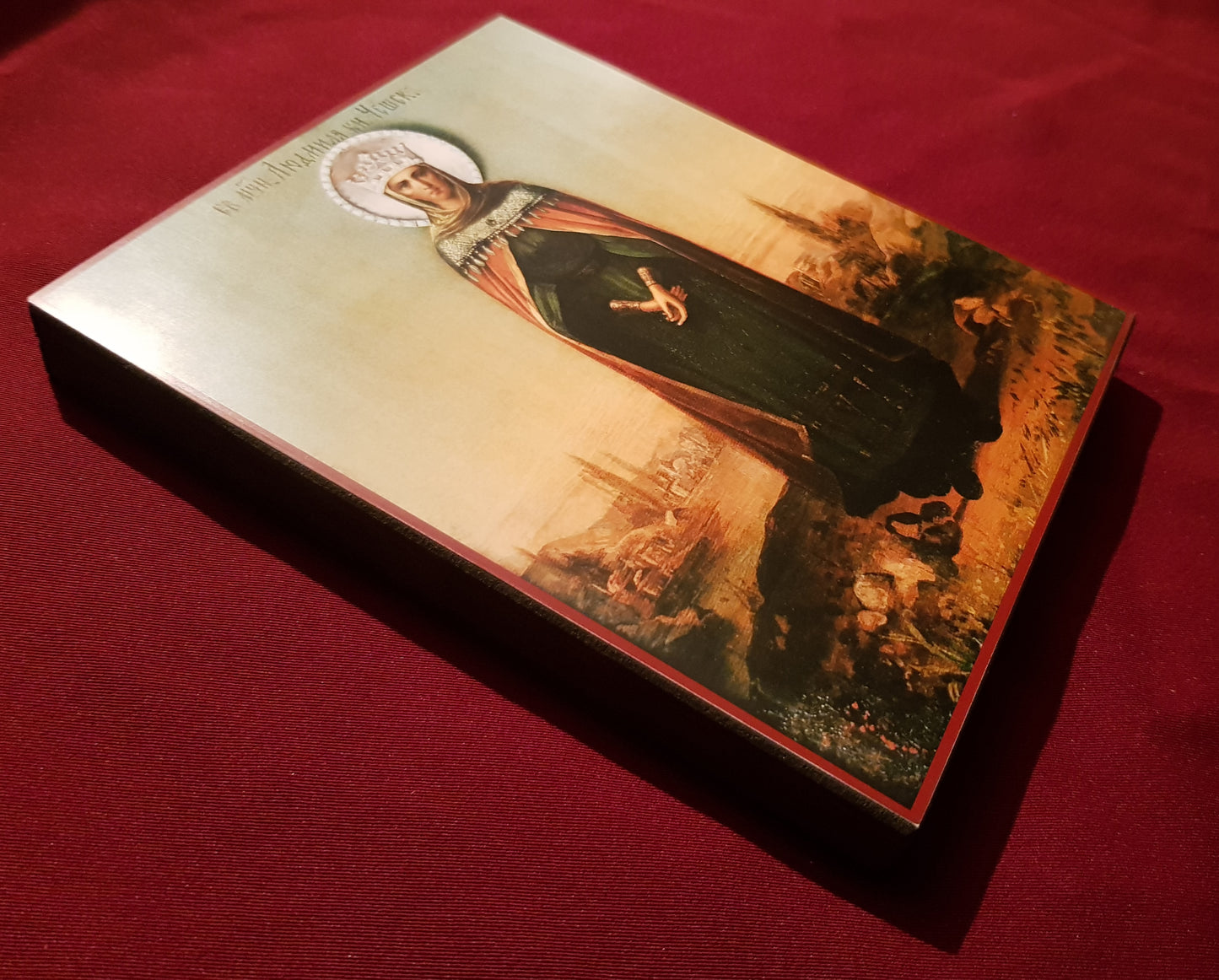 Wooden Icon of the Holy Martyr Princess Lyudmila of Czechia